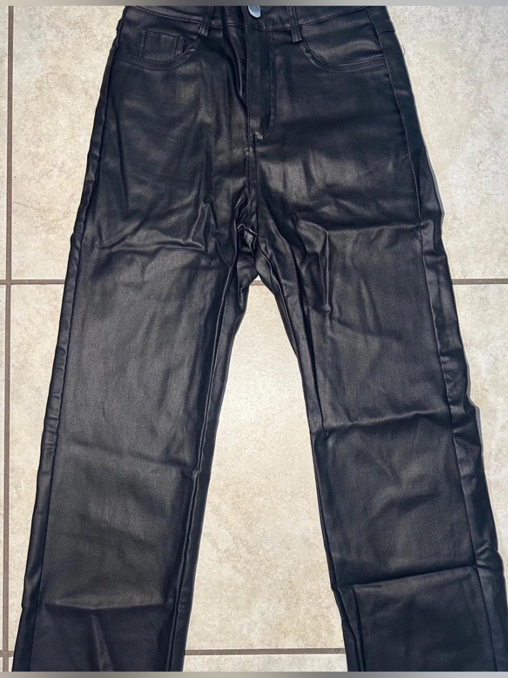 Black Faux Leather High-Waist Pants